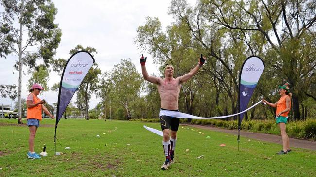 Byron Smith ran his 100th Parkrun this week and made his outfit especially for the occasion. Picture: Meg Gannon