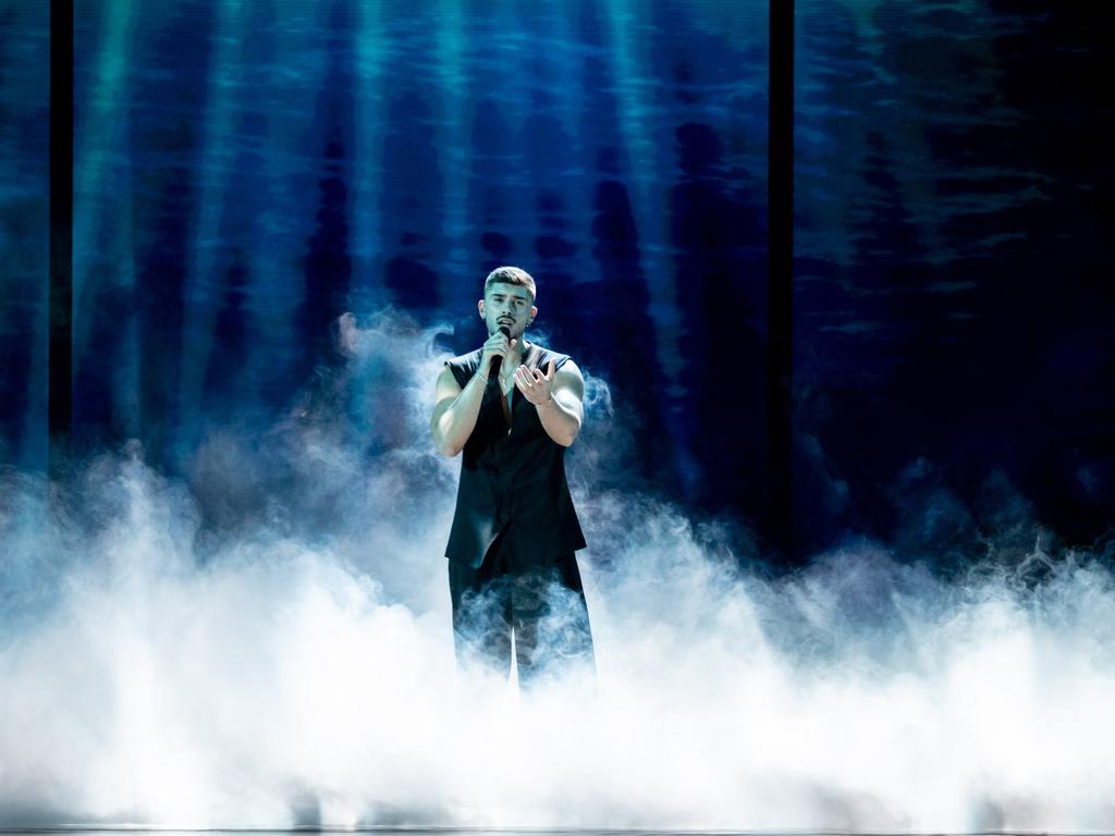 Australian singer Andrew Lambrou representing Cyprus at 2023 Eurovision in Liverpool. Picture: Chloe Hashemi / EBU