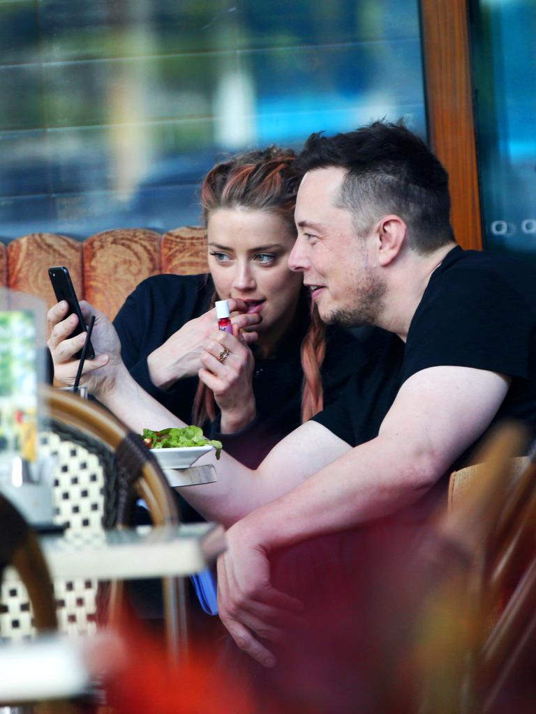 Amber Heard and Elon Musk pictured at the Shingle in Broadbeach. Picture: NIGEL HALLETT