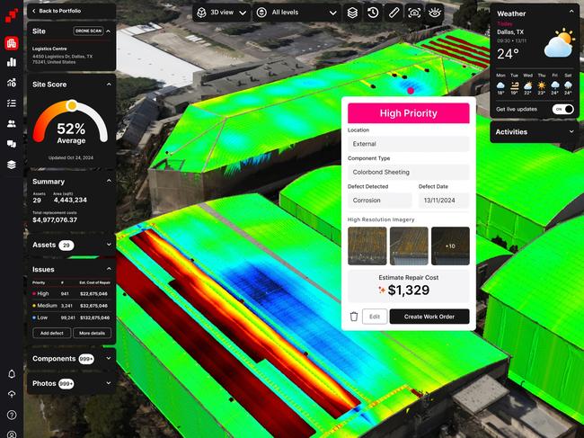 Data from a drone can predict when a property will need maintenance or repairs.
