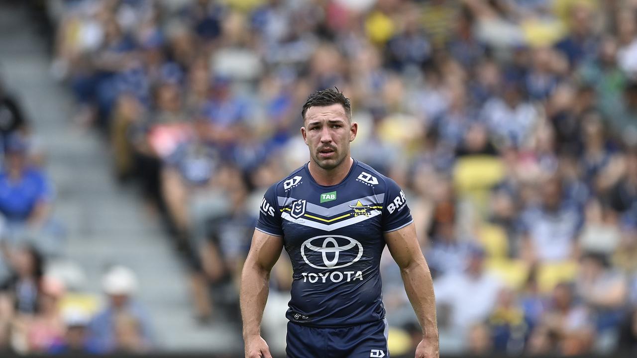 Reece Robson has clearly been working on his kicking game in the off-season, adding a new dimension to the Cowboys’ attack. Picture: Getty Images.