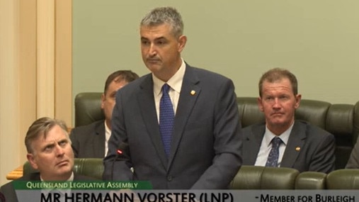 Burleigh MP Hermann Vorster giving his maiden speech