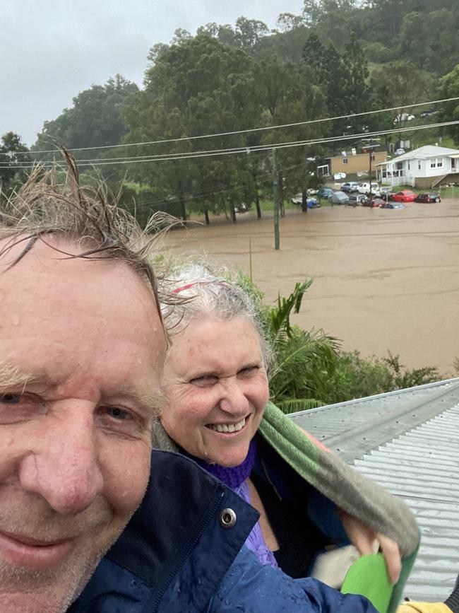 Louisa Chambers and her partner Richard Maguire were rescued off the roof of their house in North Lismore.