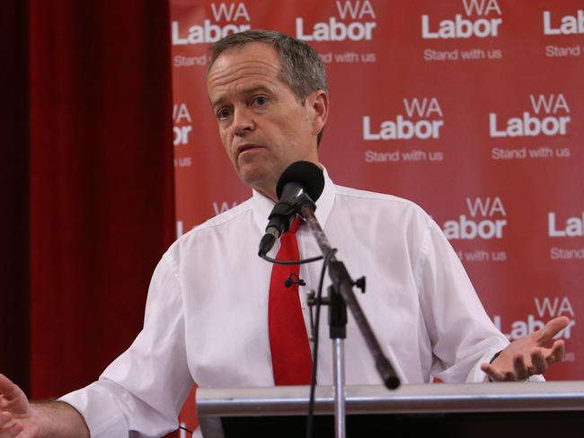 Bill Shorten speaks at a town-hall meeting in Perth yesterday / Picture: Kym Smith