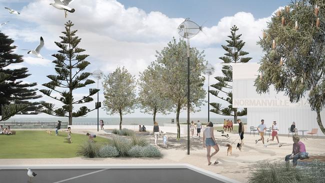 Artist's impressions of the Normanville Foreshore &amp; Jetty Caravan Park Masterplan.