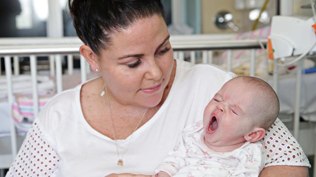 Tasman Smith and her baby Florence Smith are the first patients to be transferred from Mona Vale Hospital to NBH. Picture: Adam Yip.