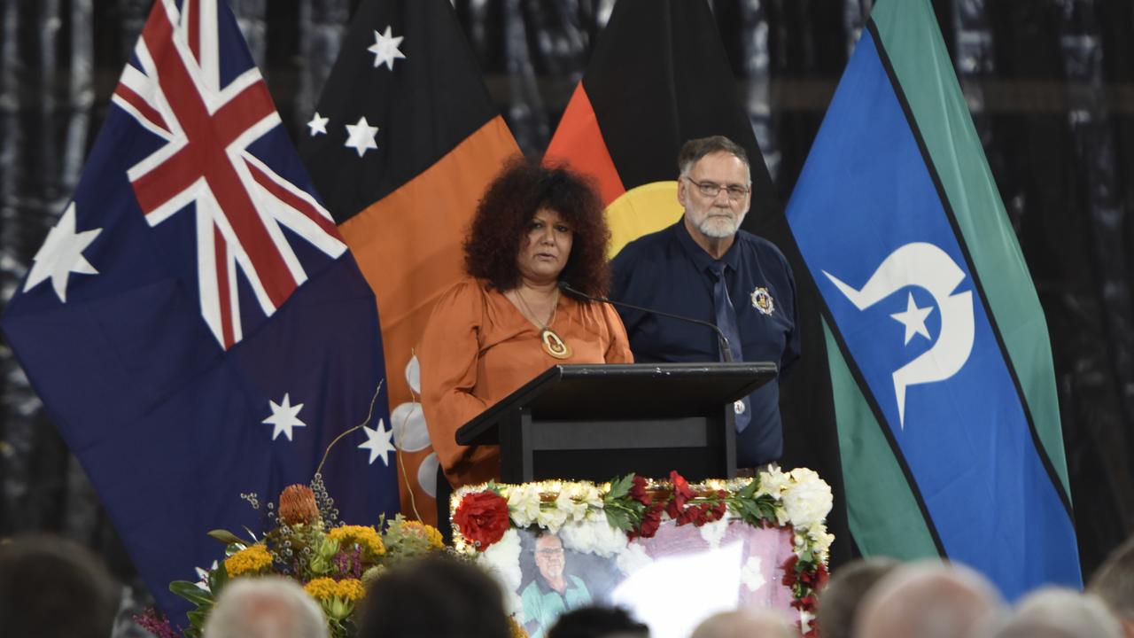 Federal NT Senator Malarndirri McCarthy at the state funeral for Dr Bush Blanasi on Friday, December 15.