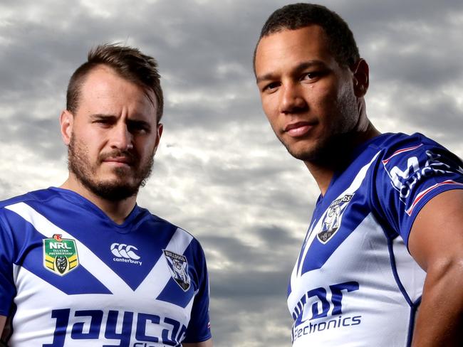 DO NOT USE WITHOUT PERMISSION FROM TIM MORRISEY ( FOR USE IN FINALS ) Josh Reynolds and Moses Mbye portrait at Belmore Sports Ground , Belmore . Picture : Gregg Porteous