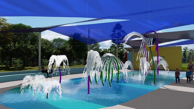 Artist impression of option two of the water play facility at Barrallier Park, The Oaks.