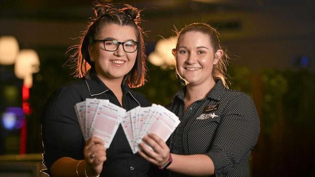 NUMBERS UP: Jets Leagues Club employees Jessica Franke and Jade Czernia are excited after a recent $388,000 Keno Jackpot at their venue. Picture: Cordell Richardson