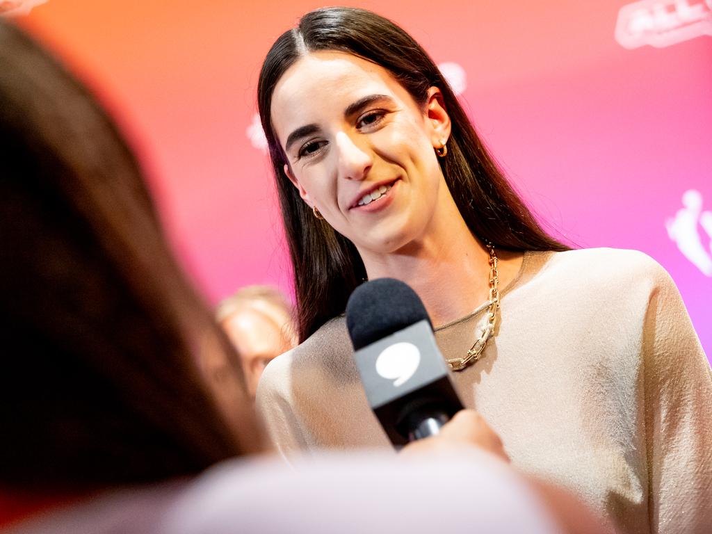 Part of Caitlin Clark’s secret of her off-field popularity is her visibility. Picture: Dylan Goodman/NBAE via Getty Images