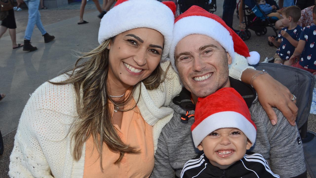 Jackie, Ed and Pedro and Bogiani at Carols on the Beach, Surfers Paradise. Pic: Regina King