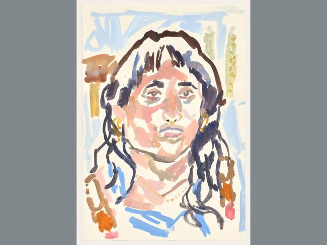 Monica in her studio by Bronte Leighton-Dore depicts Monica Rani Rudhar. Born to Indian and Romanian migrant parents, Rudhar works across sculpture, video and performance. Picture: Bronte Leighton-Dore, Archibald 2025, Photo: Art Gallery of New South Wales, Jenni Carter