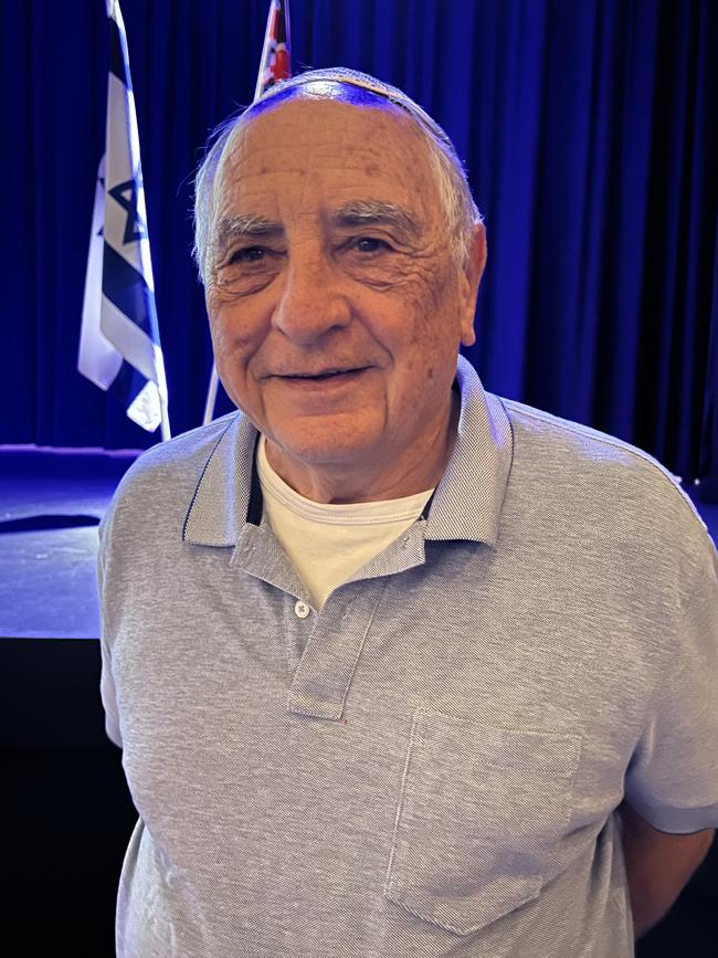 Holocaust survivor Peter Baruch at the Gold Coast community solidarity gathering in Robina. Picture: Keith Woods.