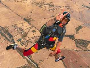 FREEFALLING: Proud indigenous Australian Marley Nolan-Duncan is deadly in the air. Picture: Steve Fitchett