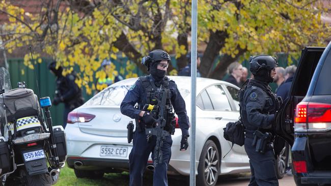 Police at the Campbelltown siege. Picture: Brett Hartwig