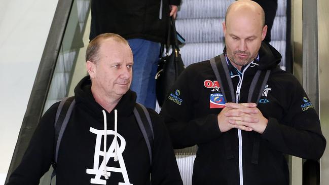 Matthew Nicks, right, spent eight seasons at Port Adelaide before shifting to GWS. Picture SARAH REED