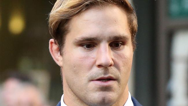 SYDNEY, AUSTRALIA - NewsWire Photos MAY 07, 2021 -  Rugby star Jack de Belin leaves the Downing Centre in Sydney.Picture: NCA NewsWire / Christian Gilles