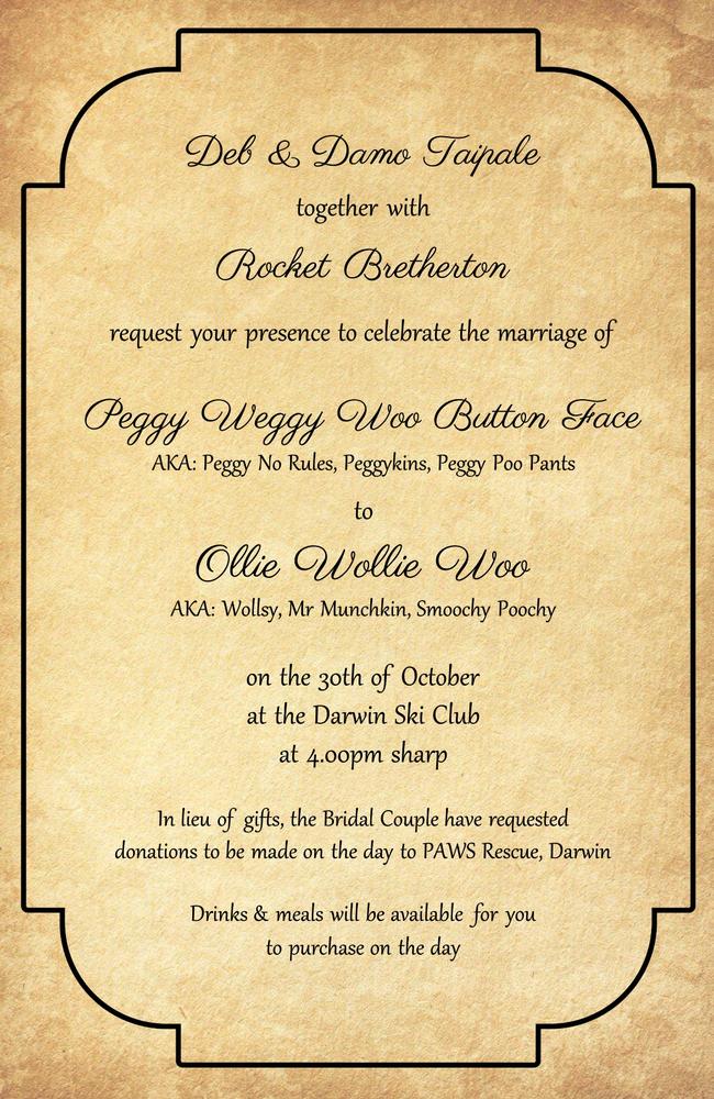 The official wedding invitation – everyone is welcome to attend.