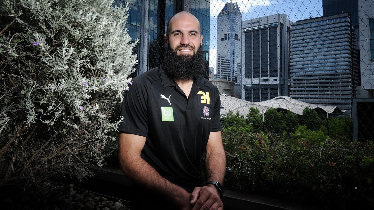 MELBOURNE AUSTRALIA - NewsWire Photos DECEMBER 14, 2021: Photo of Bachar Houli posing for a photo during the announcement of the partnership created to address equity and gender in the construction industry and help influence social change to drive a more inclusive and diverse workforce. Picture: NCA NewsWire / Luis Enrique Ascui