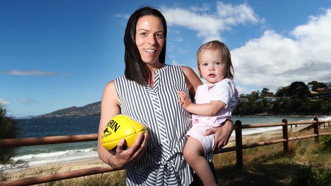 New AFL Tasmania CEO Trisha Squires with daughter Holly, 14 months. Picture: Nikki Davis-Jones