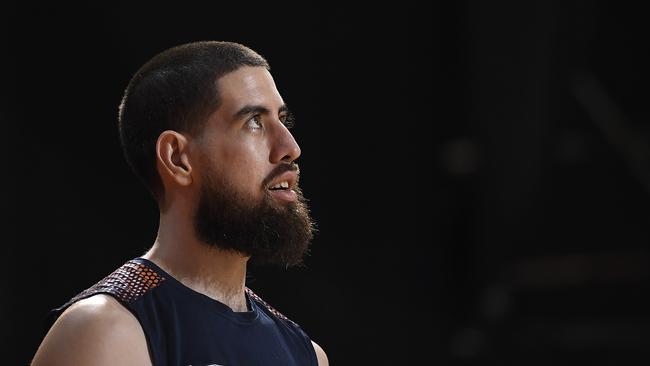 CAIRNS, AUSTRALIA – MARCH 28: Jordan Ngatai of the Taipans looks on during the round 11 NBL match between the Cairns Taipans and the Adelaide 36ers at Cairns Pop Up Arena on March 28, 2021 in Cairns, Australia. (Photo by Albert Perez/Getty Images)