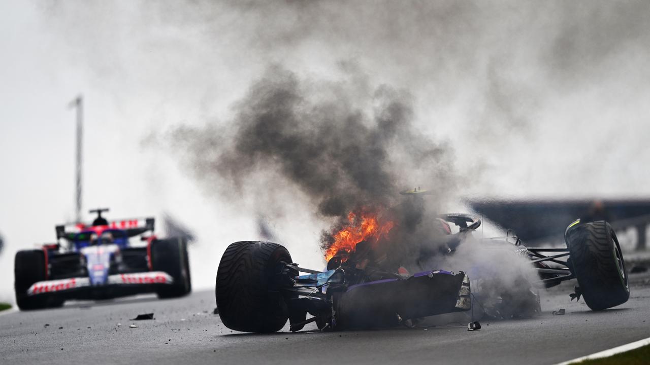 Sargeant’s car was in pieces. (Photo by Rudy Carezzevoli/Getty Images)