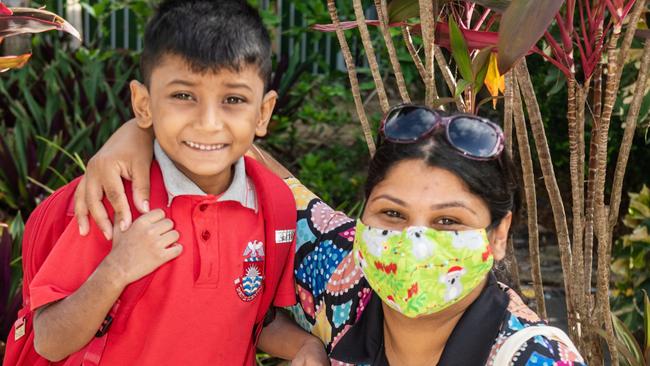 Saihaan Dillun and Bibi Dillun starting Prep at Whitsunday Anglican School in 2022. Picture: Michaela Harlow