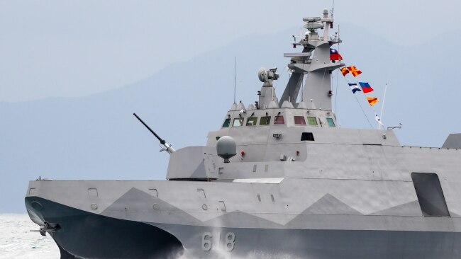 Un navire de guerre militaire taïwanais navigue lors d'un exercice d'amélioration de la préparation navale en janvier 2022. Photo : Getty Images