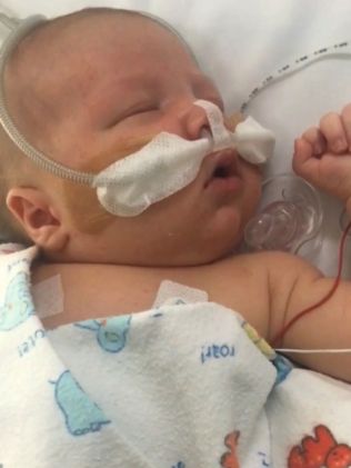 Joey was in ICU for six days while his little body fought RSV. Picture: Supplied