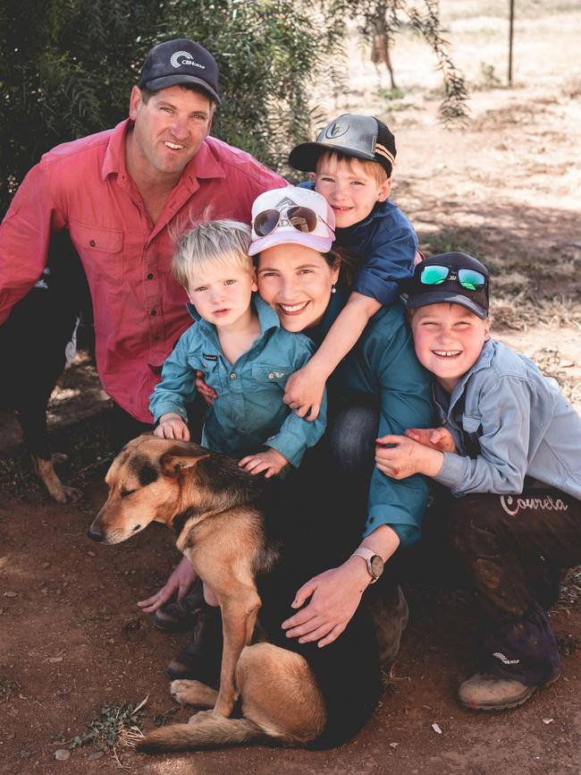 Simon and Step Schmidt with their three young sons. Picture: supplied