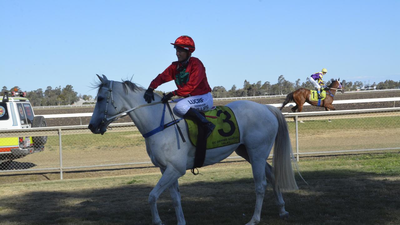 Toowoomba mare Rosie Posie and jockey Hannah Phillips return after their second placing in this year's Dalby Cup.