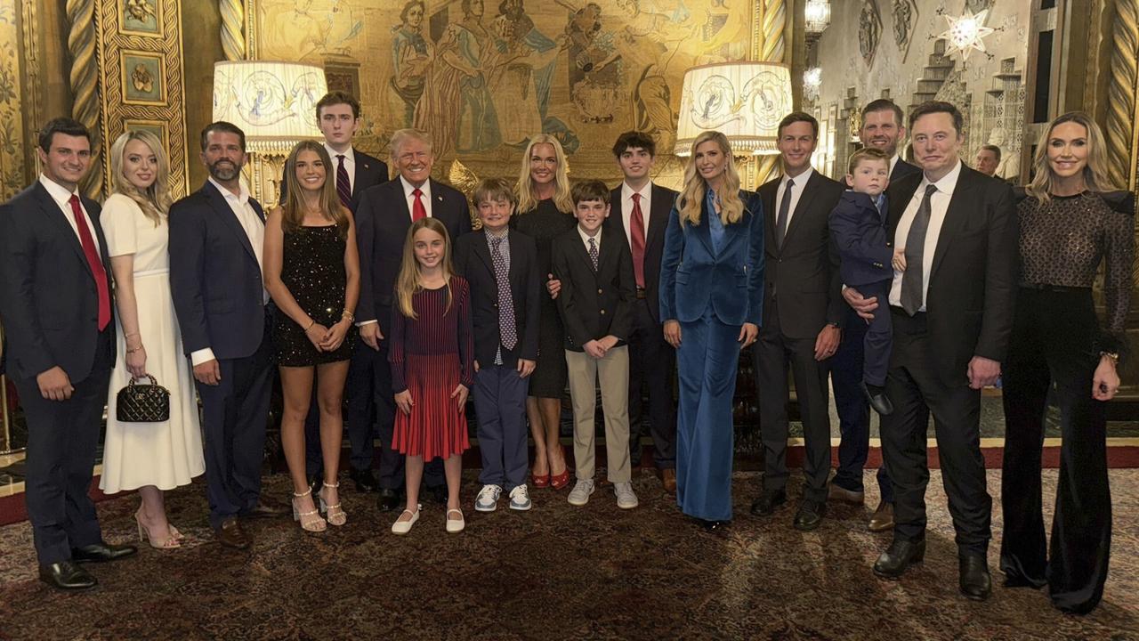 (L-R) Michael Boulos (Tiffany's husband), Tiffany Trump, Donald Trump Jr, Kai Trump, Barron Trump, Donald Trump, (Donald Trump Jr's KIDS (L-R) Chloe, Tristan, Spencer &amp; Donald III) Vanessa Trump nee Haydon, Ivanka Trump, Jared Kushner, Eric Trump, X Æ A-12 Musk, Elon Musk &amp; Lara Trump. Picture: X/@KaiTrumpGolfs