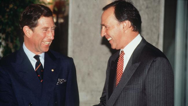Prince Charles meeting with then Australian prime minister Paul Keating during a trip to Australia in 1994. Picture: Tim Graham/Getty Images