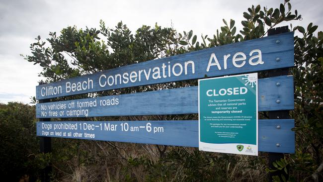 Clifton Beach Conservation Area closed by Parks and Wildlife due to COVID-19. Picture: LUKE BOWDEN