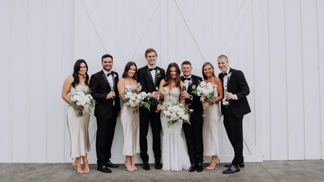 Ryan Lester and Emi Zorko with their wedding party