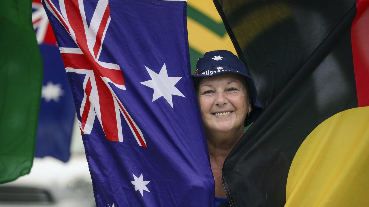 Lyn Webster at Tugun Beach enjoying Australia Day 2025 on the Gold Coast. Picture: Glenn Campbell