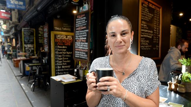 Joanna Brewer’s Melbourne cafe has been affected by shutdown measures. Picture: Andrew Henshaw