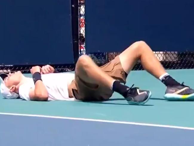 Jack Draper collapses at the Miami Open.