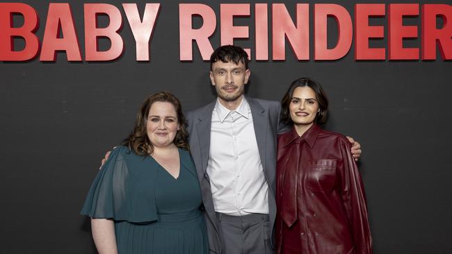 Baby Reindeer stars Jessica Gunning, Richard Gadd and Nava Mau. Picture: Emma McIntyre/Getty Images for Netflix