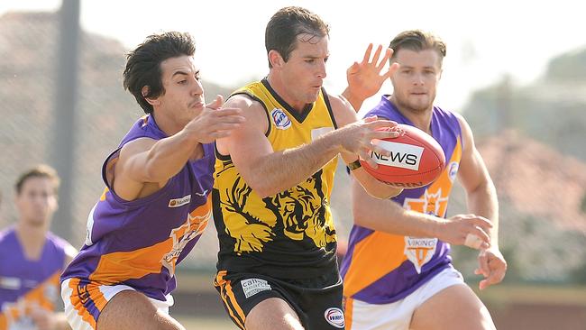 WRFL Football: Werribee Districts V Altona. No 34 Matthew Dean for Werribee D.  Picture: David Smith