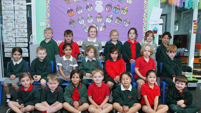 Geelong East Primary School. Prep class (two not yet divided) Back row L-R: Heath Nelson, Hendrix Williams, Audrey Jennings, Timmy Darbyshire, Alexia Vasiljkovic, Isabella Maynard, Keagan Giles. Middle row: Sophia Demetriou, Ace Walker, Nishwa Patel, Courtney Pennell, Katie Piera, Jacob Groves, Riley Williams. Front row: Tahli Riordon, Parker Bennett, Jordan Steinert, Oliver Hughes, Abi Munro, Maddee Warren, Charlie Mills.