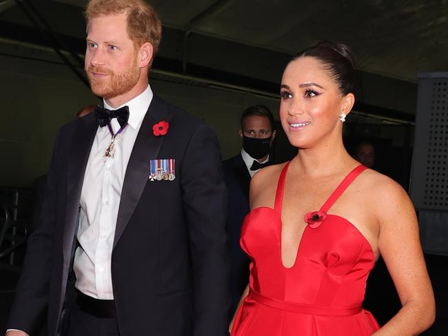 NEW YORK, NEW YORK - NOVEMBER 10: Prince Harry, Duke of Sussex, and Meghan, Duchess of Sussex attend on November 10, 2021 in New York City. (Photo by Theo Wargo/Getty Images for Intrepid Sea, Air, & Space Museum)