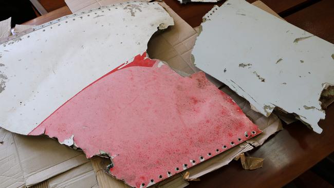 The three pieces found off Mozambique’s coast could belong to the disappeared Malaysia Airlines Flight MH370. Picture: Adrien Barbier/AFP