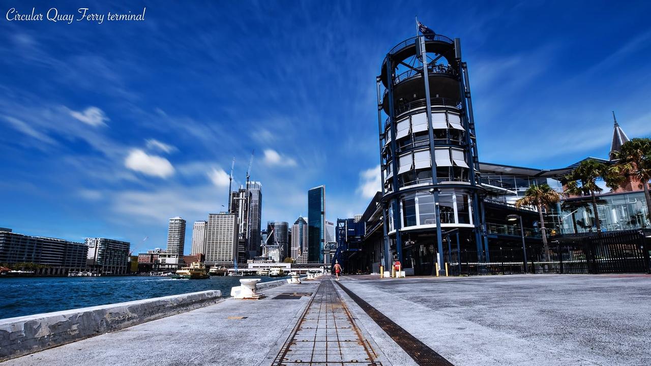 Sydney’s iconic circular ferry terminals are completely empty. Picture: Mark Kriedemann/The Comma