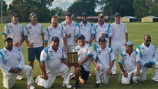 Clarence River Cricket Association's 2020/21 GDSC 2nd Grade premiers Grafton Hotel Coutts Crossing (from top left): Zac Page, Bill North, Andrew McLachlan, Hayden Woods, Josh Harris, Lewis Chevalley, Andrew White; (front) Aaron Webb, Matt McKee (c), Pat Phillips, Lachlan Wilcox, Noel O'Connell, Desan Padayachee.