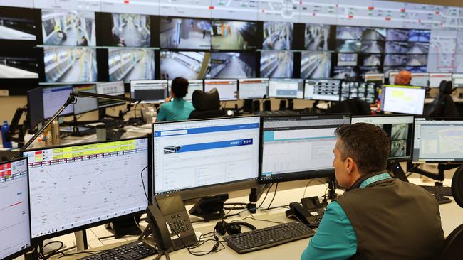 DAILY TELEGRAPH. OCTOBER 8, 2024. Pictured is the Metro Trains Sydney Mission Control Centre in Tallawong. Picture: Tim Hunter.