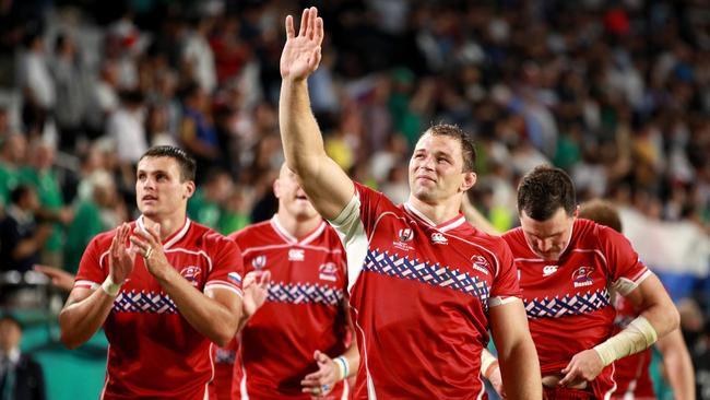 Russia’s Kirill Gotovtsev shows his appreciation to fans following the loss. Pic: Getty Images