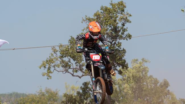 Mackenzie Woodhill #118 from NT boy at the 2023 KTM Australian Junior Motocross Championships, Darwin, NT, Australia. Picture: Pema Tamang Pakhrin