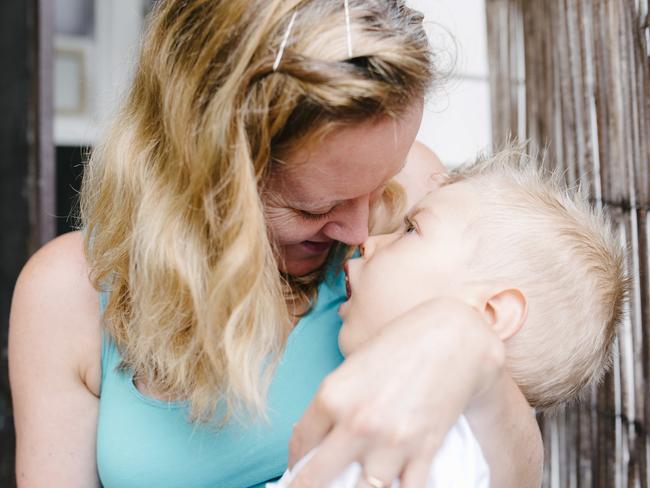 Ina Mills with son Roki, who suffered a brain injury at birth. Picture: twolittlebirdsphotography.com.au.